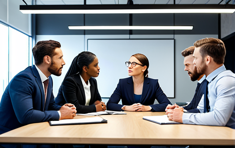 문제해결 중심 포지셔닝과 사업 전략 수립 - Customer Empathy** A diverse group of professionals brainstorming ideas around a table in a modern ...
