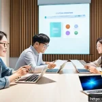 Home 21 문제해결 중심 포지셔닝을 위한 성공적인 캠페인 사례 - A diverse group of consumers engaging in a lively discussion around a table, sharing their daily pro...