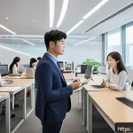 Home 18 문제해결 중심 접근법으로 고객 신뢰 구축하기 - A professional customer service scene showing a diverse team attentively listening to a group of cus...