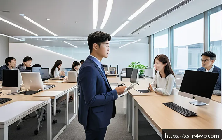 문제해결 중심 접근법으로 고객 신뢰 구축하기 - A professional customer service scene showing a diverse team attentively listening to a group of cus...